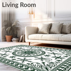 Dark Green Central Medallion Floral Rug