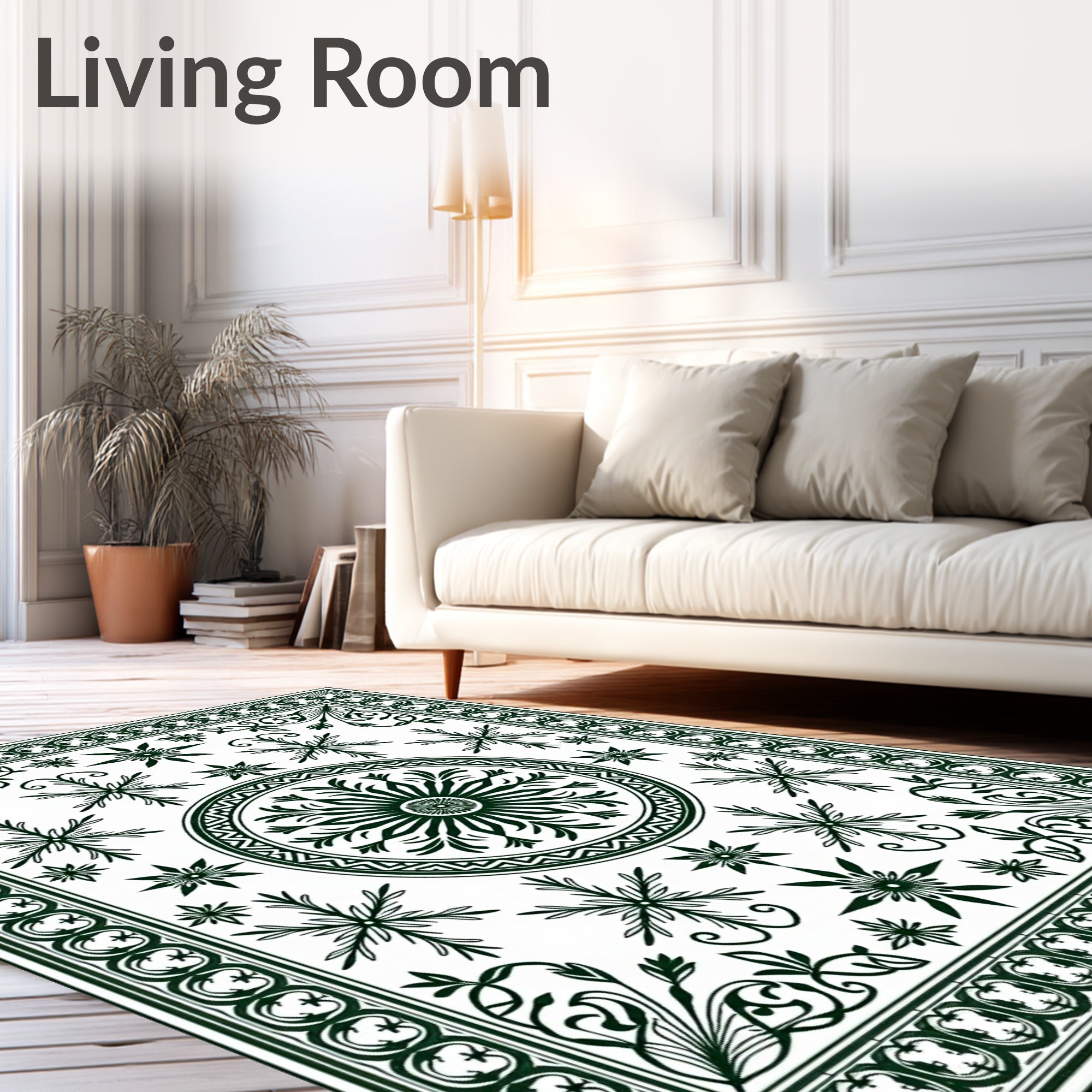 Dark Green Central Medallion Floral Rug