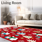 Festive Snowman And Pinecone Celebration Rug