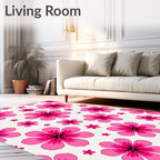 Hot Pink Floral Scattered Garden Rug