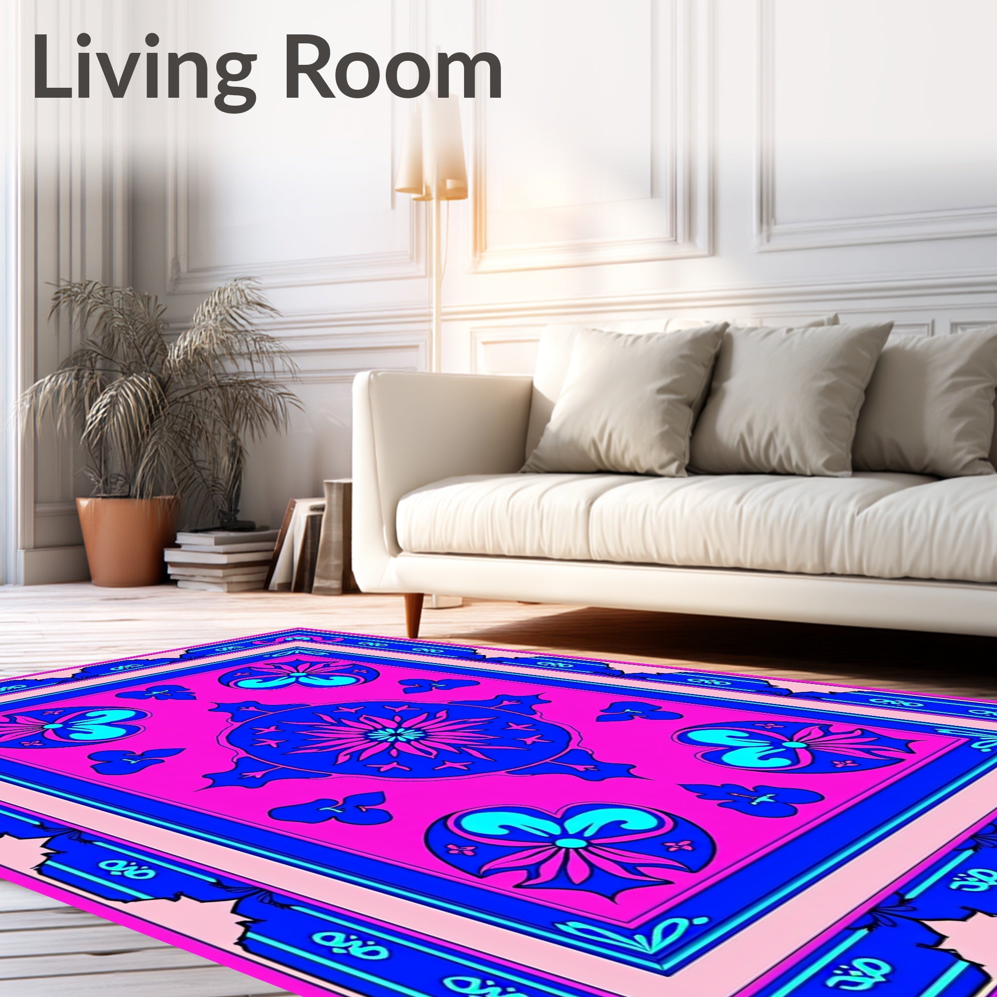 Vibrant Pink Floral Medallion Rug
