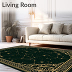 Cosmic Dark Green Constellation Swirl Rug