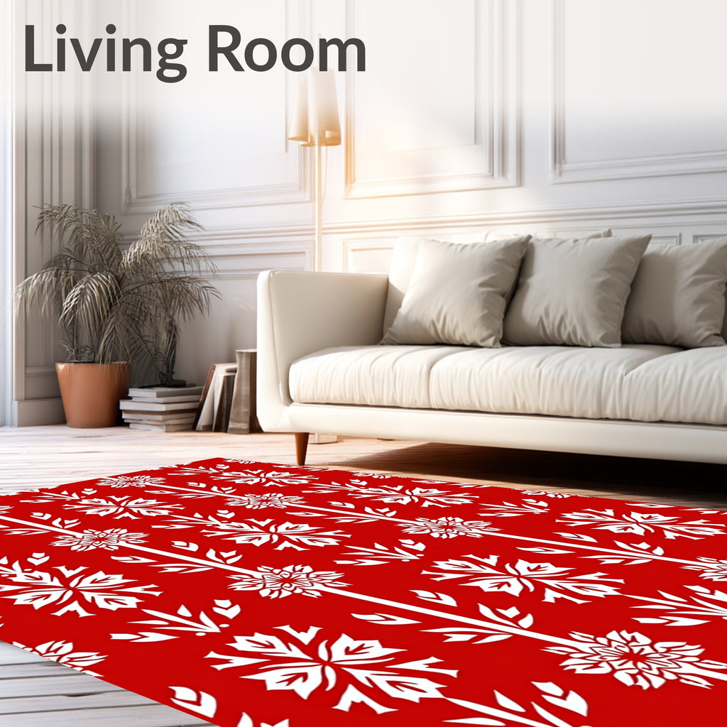 Crimson White Floral Stairway Rug
