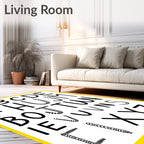Textured Alphabet Black Graphic Rug