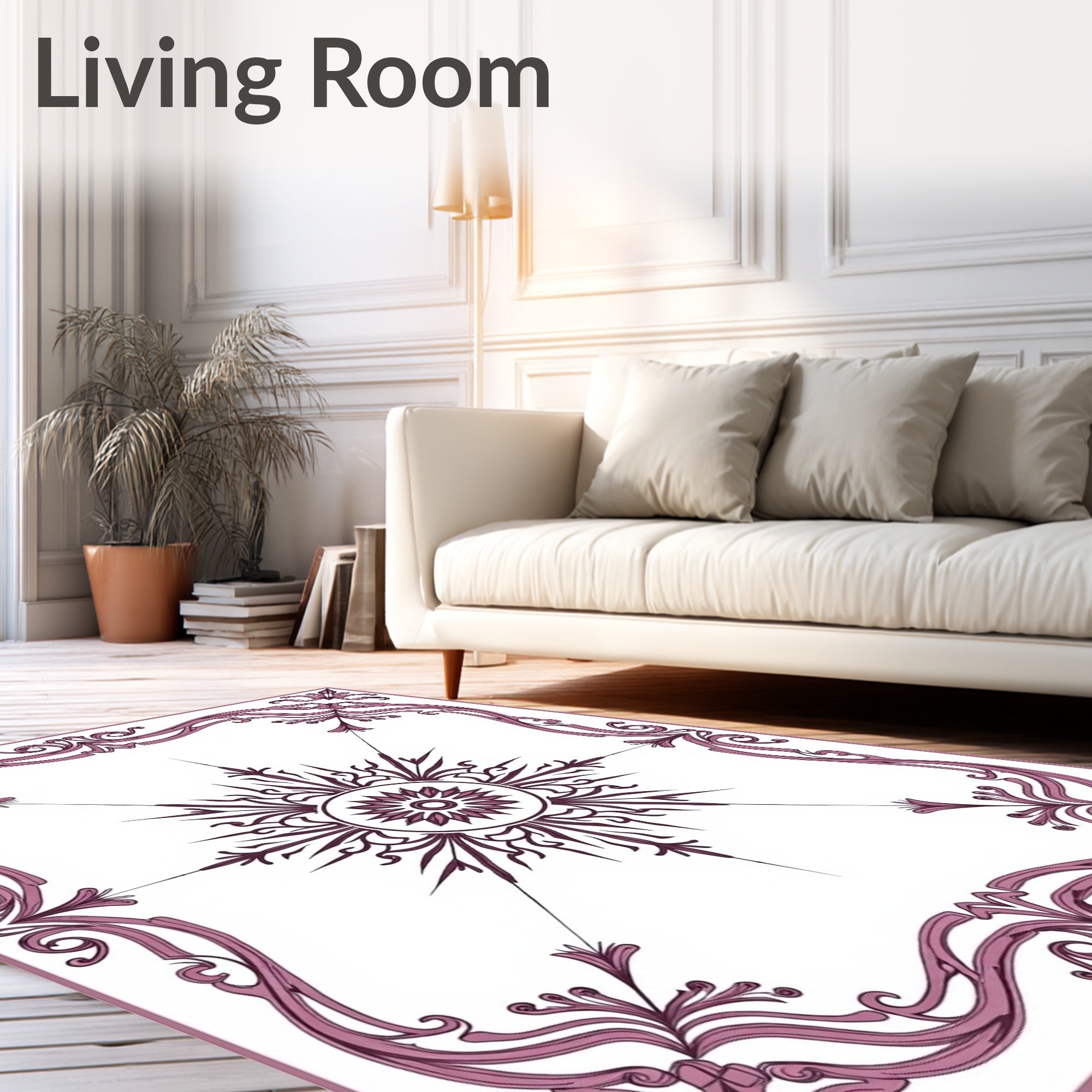 Mauve Art Nouveau Floral Sunburst Rug
