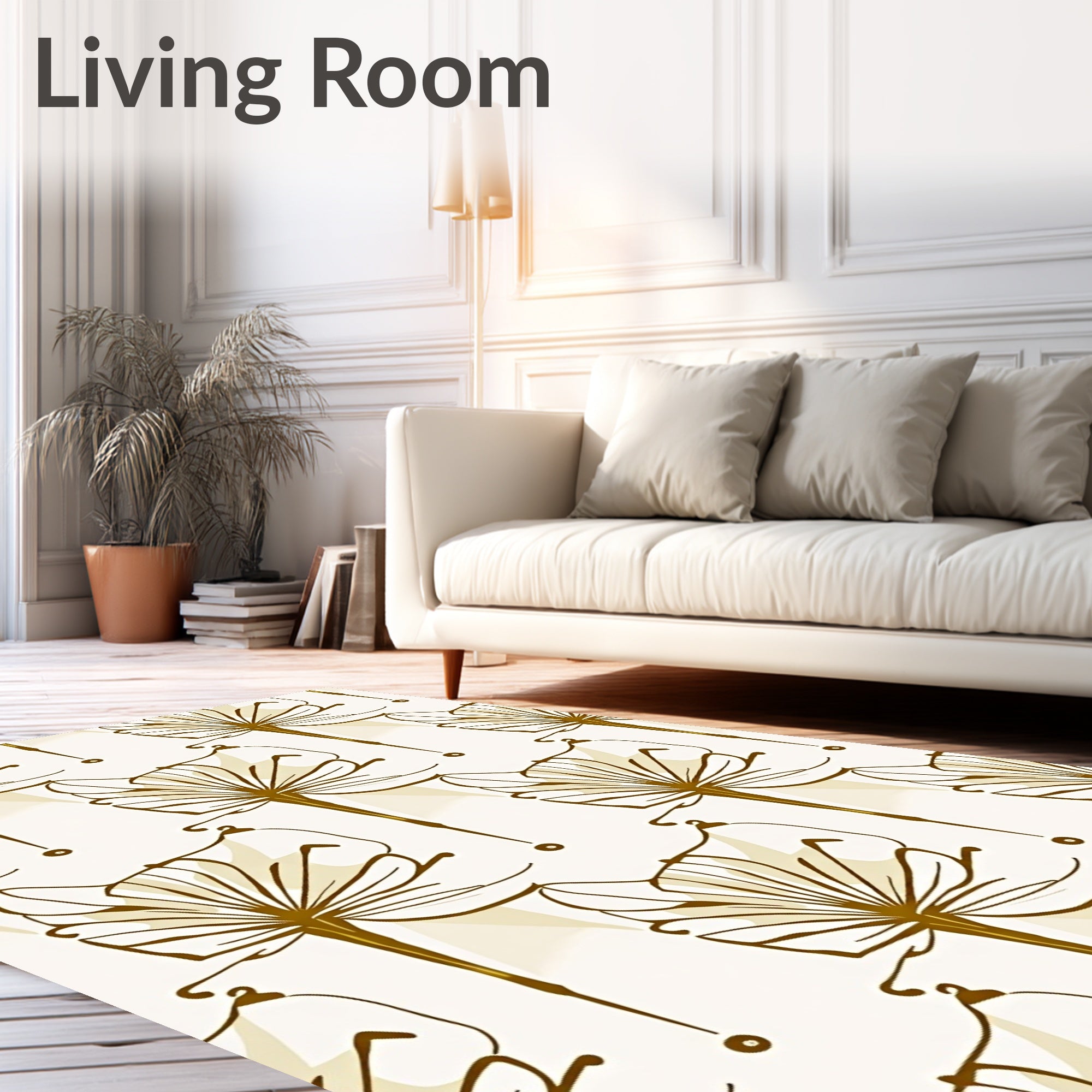 Gold Fan Flower Outline Rug