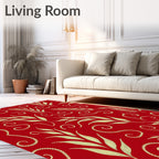 Crimson Vine Swirl Floral Rug