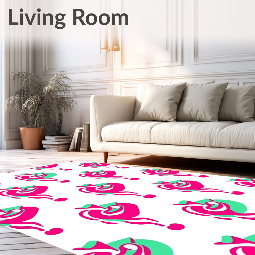 Hot Pink Green Swirl Art Rug