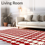 Classic Red Houndstooth Check Rug