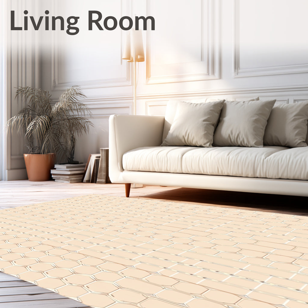 Subtle Peach Honeycomb Grid Rug