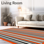 Retro Orange Black Stripe Rug