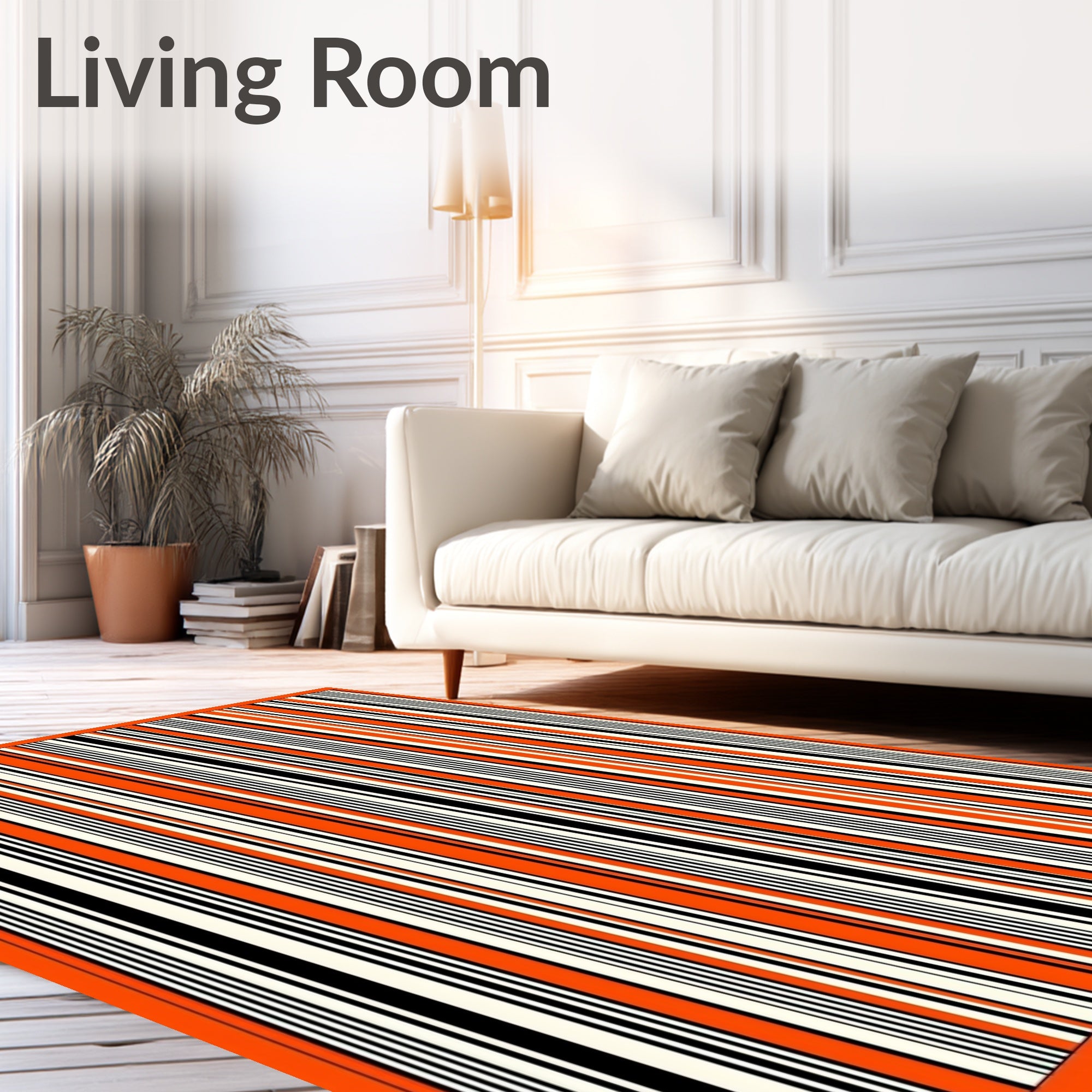 Retro Orange Black Stripe Rug