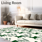 Forest Green Silhouette Deer with Pine Branch Antlers Rug
