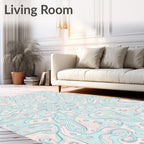 Pale Blue Pastel Swirl Mandala Rug