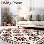 Deep Red Classic Floral Damask Rug