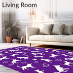 Playful White Dogs Hearts Amethyst Rug