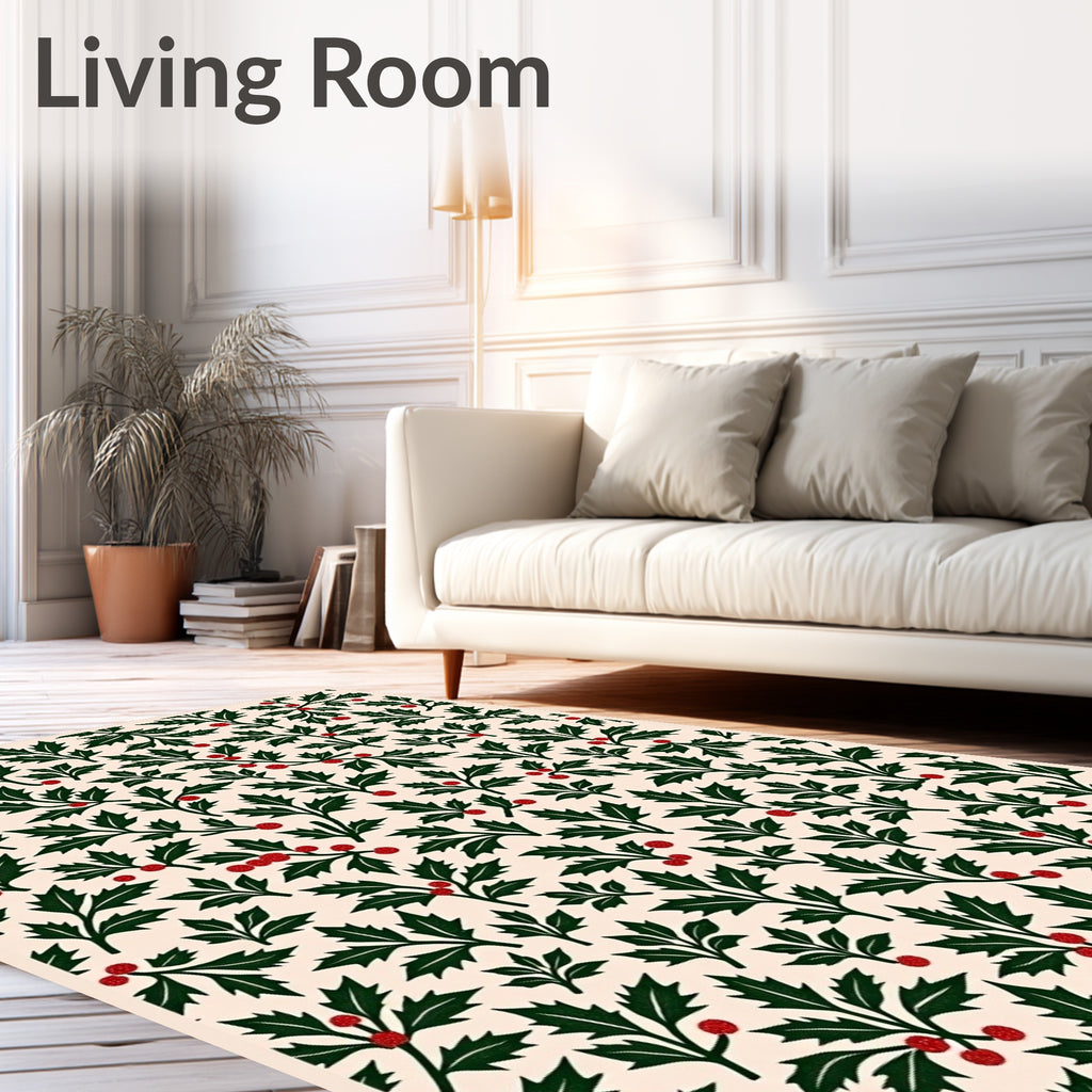 Festive Holly Berry Garland Pattern Rug