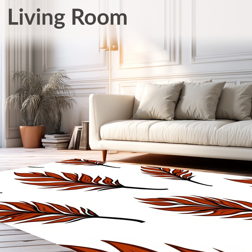 Earthy Red Leafy Botanical Arrangement Rug
