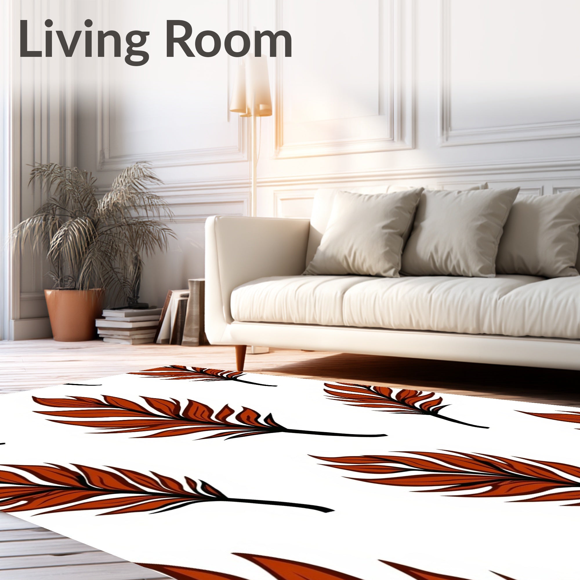 Earthy Red Leafy Botanical Arrangement Rug