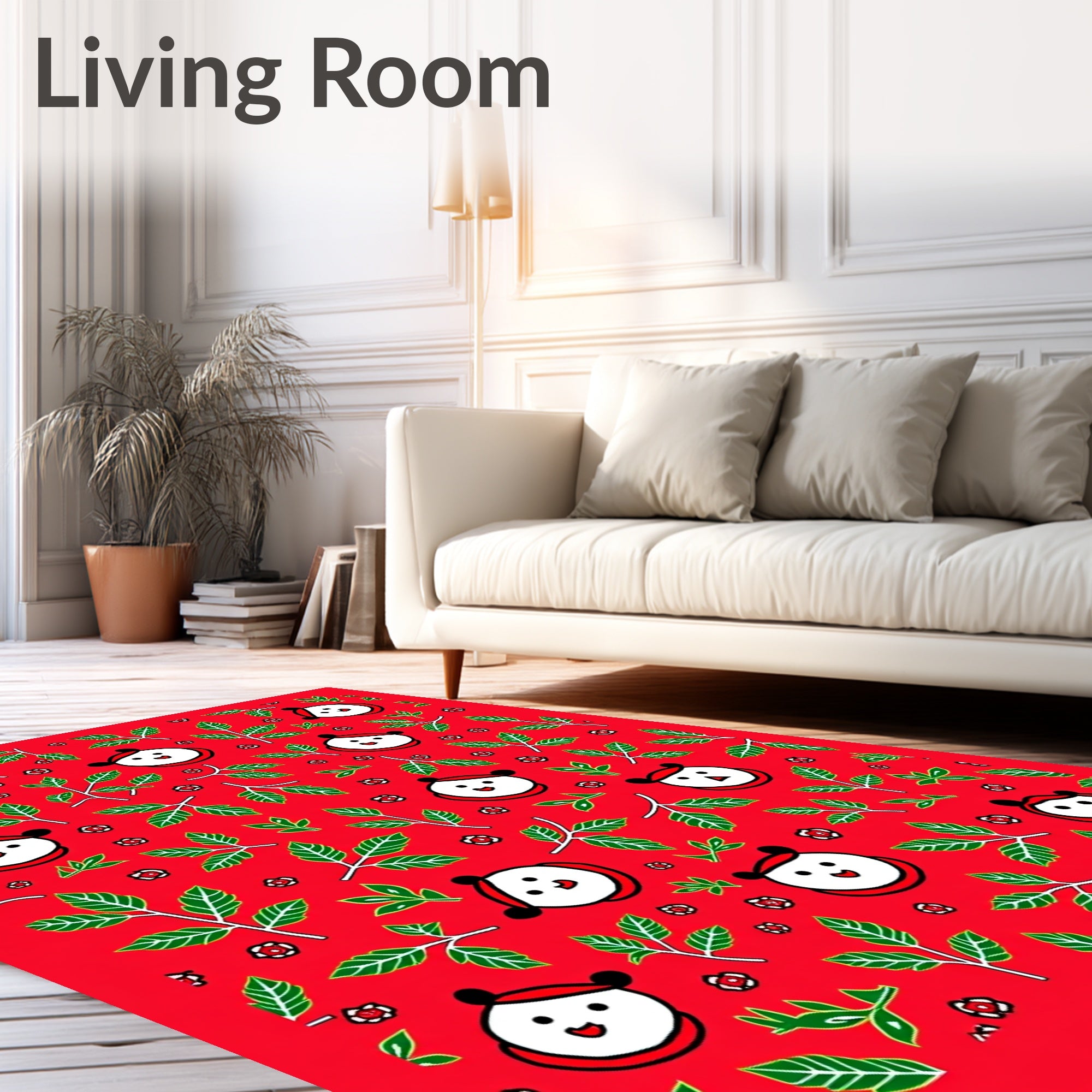 Red Panda Leaf Small Flower Rug