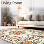 Art Nouveau Floral Coral and Teal Rug