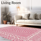 Pink Diamond Geometric Vine Border Rug