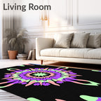 Pastel Mandala Starburst Black Rug