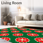 Crimson Red Snowflake Garland Rug