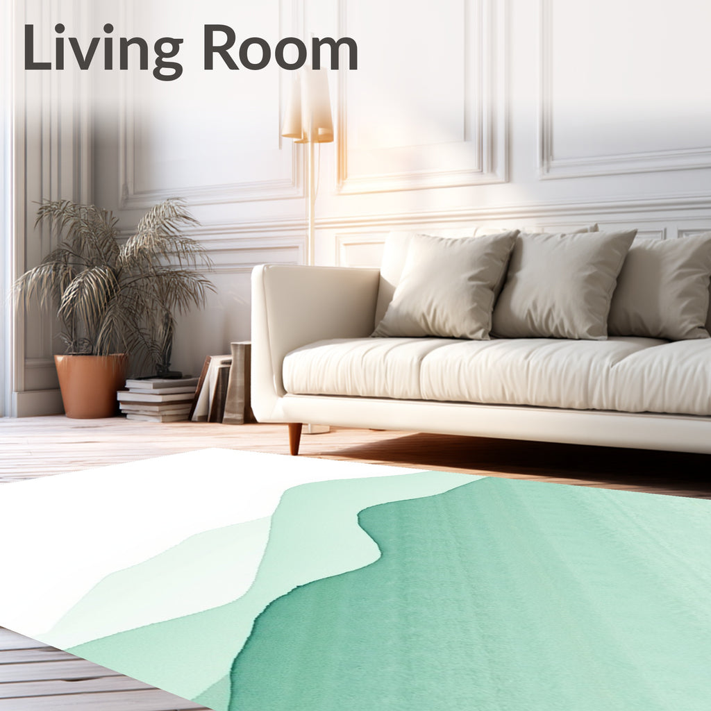 Serene Green Layered Landscape Rug