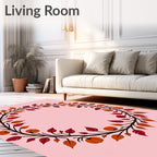 Autumn Pumpkin Leaf Wreath Rug