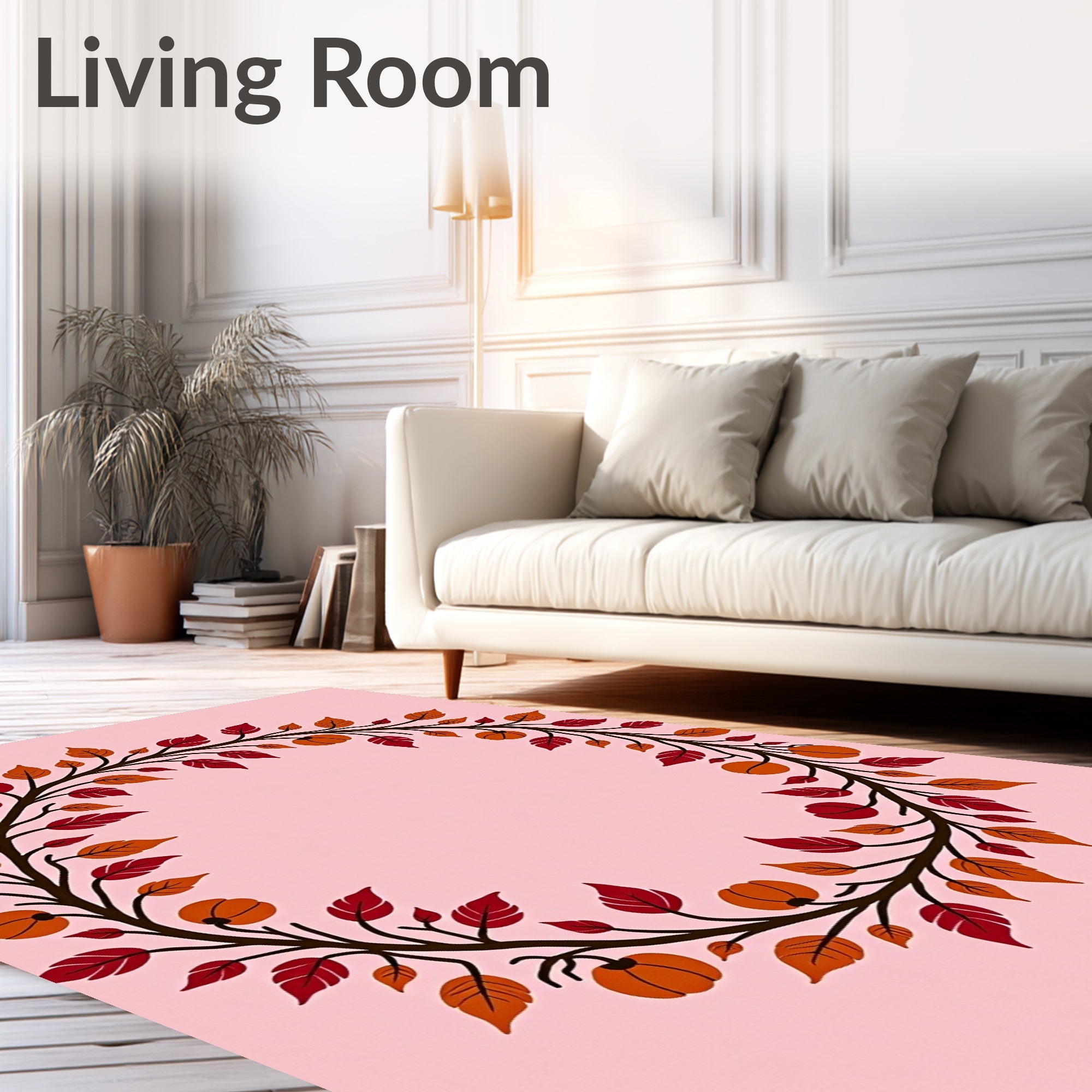 Autumn Pumpkin Leaf Wreath Rug