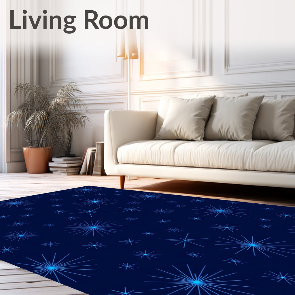 Deep Blue Radiant Starburst Cluster Rug