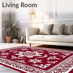 Crimson White Snowflake Flourish Rug
