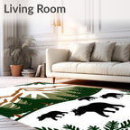 Woodland Mountain Bears Pine Forest Rug