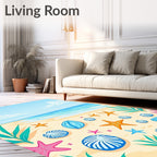 Coastal Beach Starfish Seashell Coral Scene Rug