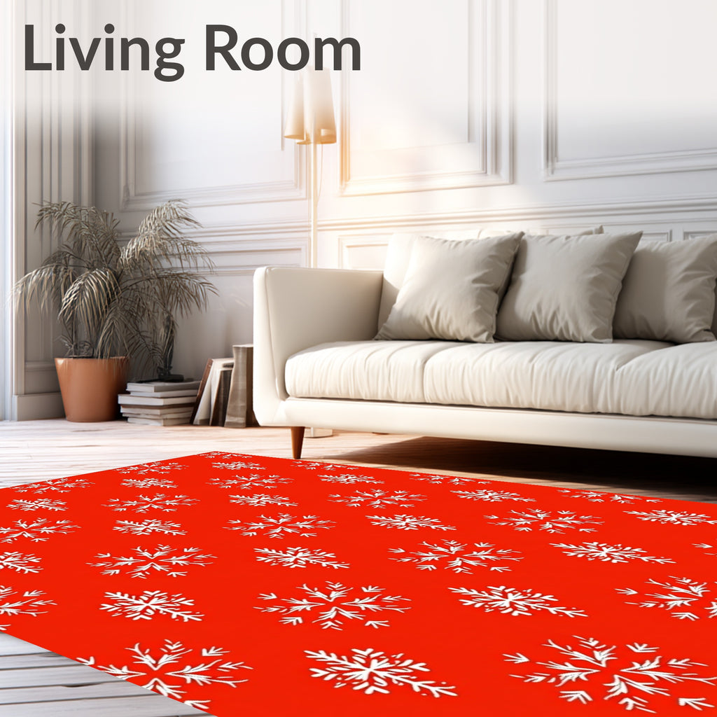 Red White Snowflake Classic Christmas Rug