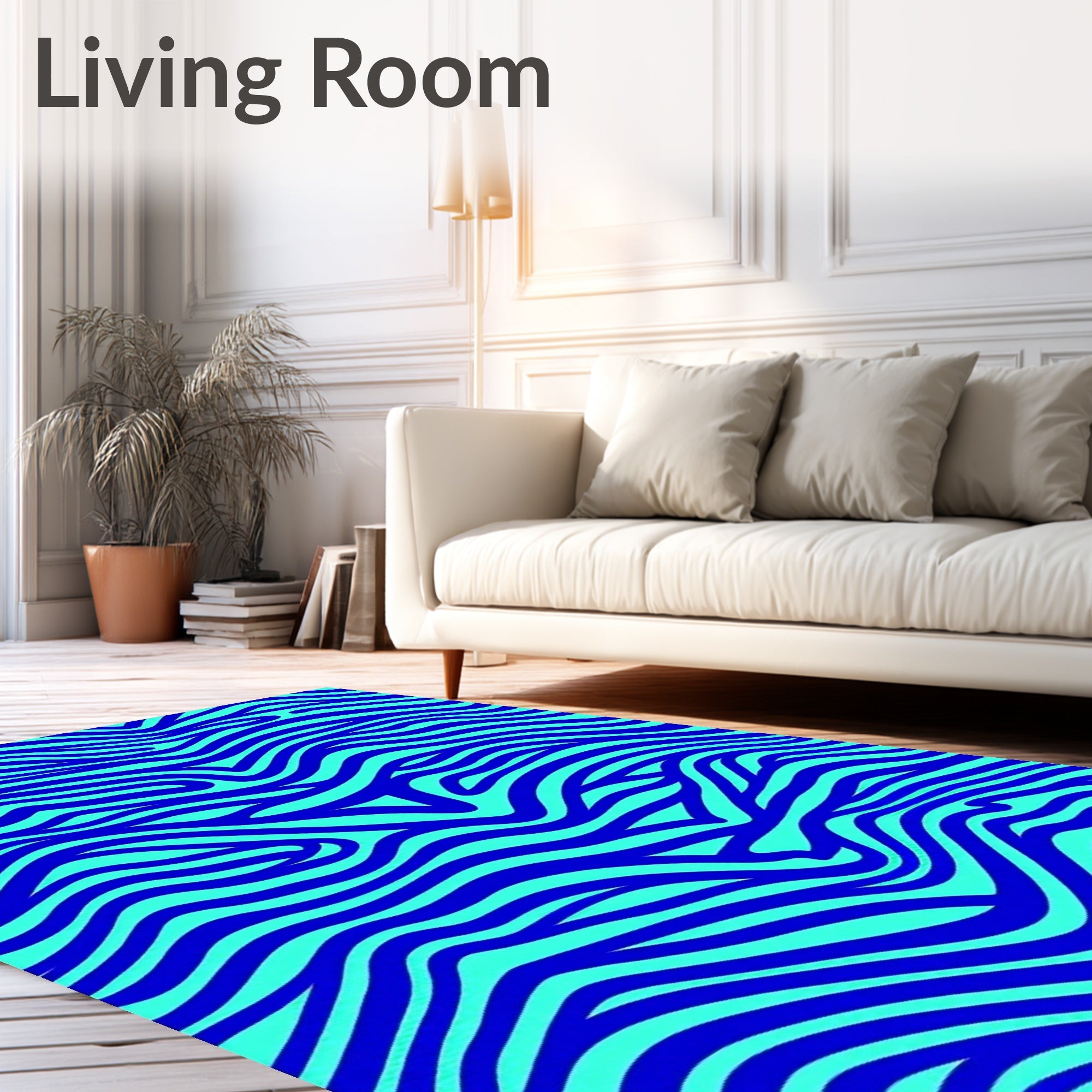 Bold Blue Aquatic Flow Rug
