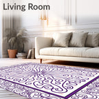 Whimsical Purple Swirl Center Bloom Rug