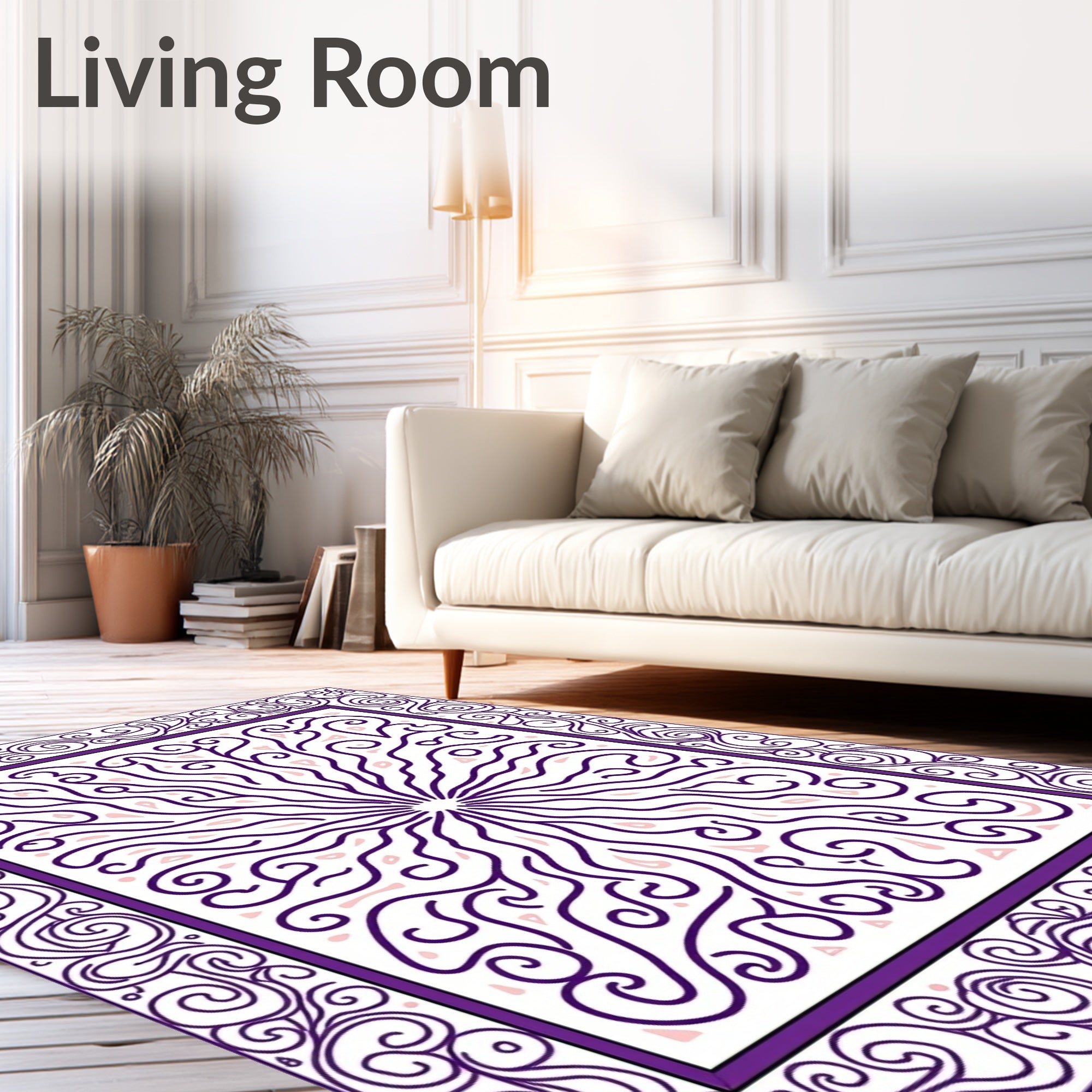 Whimsical Purple Swirl Center Bloom Rug