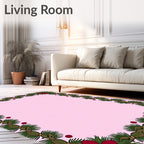 Biege Green Berry Garland Edging Rug