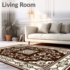 Classic Brown Cream Floral Symmetry Rug