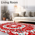 Vibrant Red Floral Mandala Harmony Rug