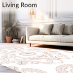 Pale Pink Scrollwork Medallion Repeating Rug