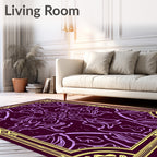 Dark Plum Lavender Ornate Scroll Rug