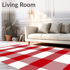 Bold Red White Buffalo Plaid Rug