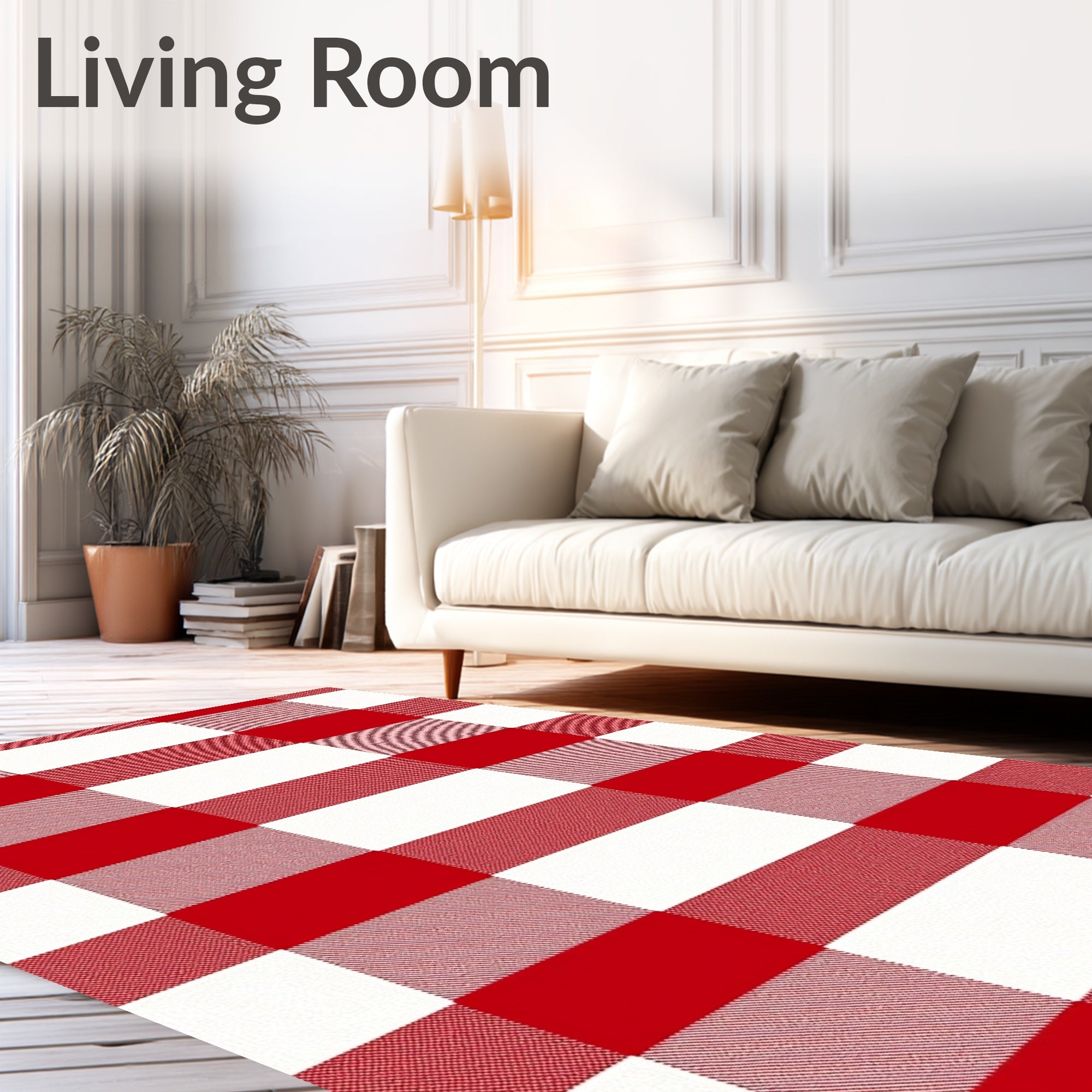 Bold Red White Buffalo Plaid Rug