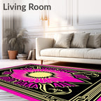 Vibrant Pink Yellow Art Deco Bloom Rug
