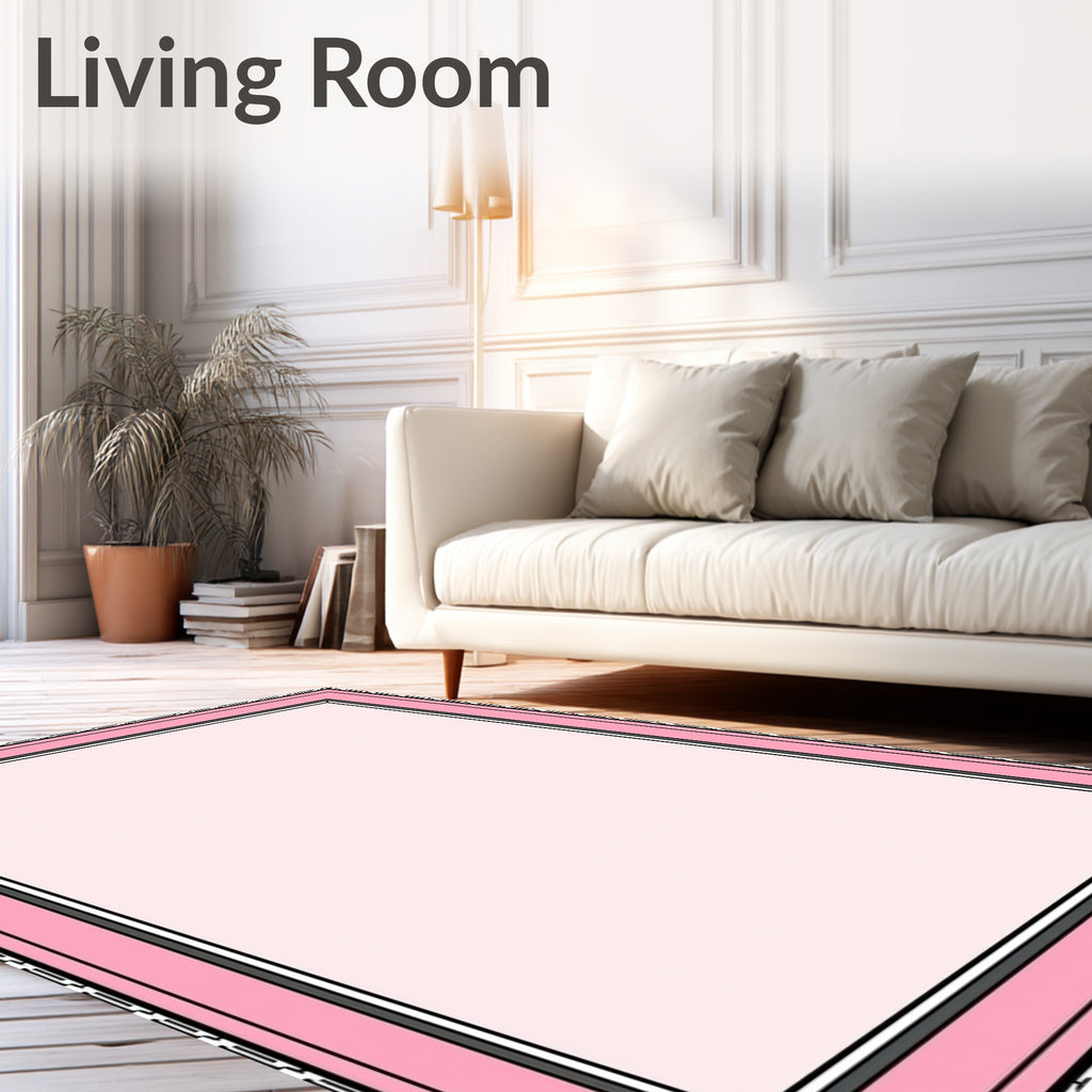 Pale Pink Layered Geometric Border Rug