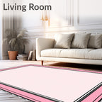 Pale Pink Layered Geometric Border Rug