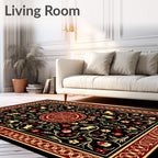 Regal crimson and gold cat floral Rug